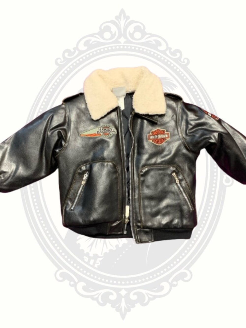 Harley-Davidson Kids 3T Faux Leather Jacket Removable Sherpa Collar